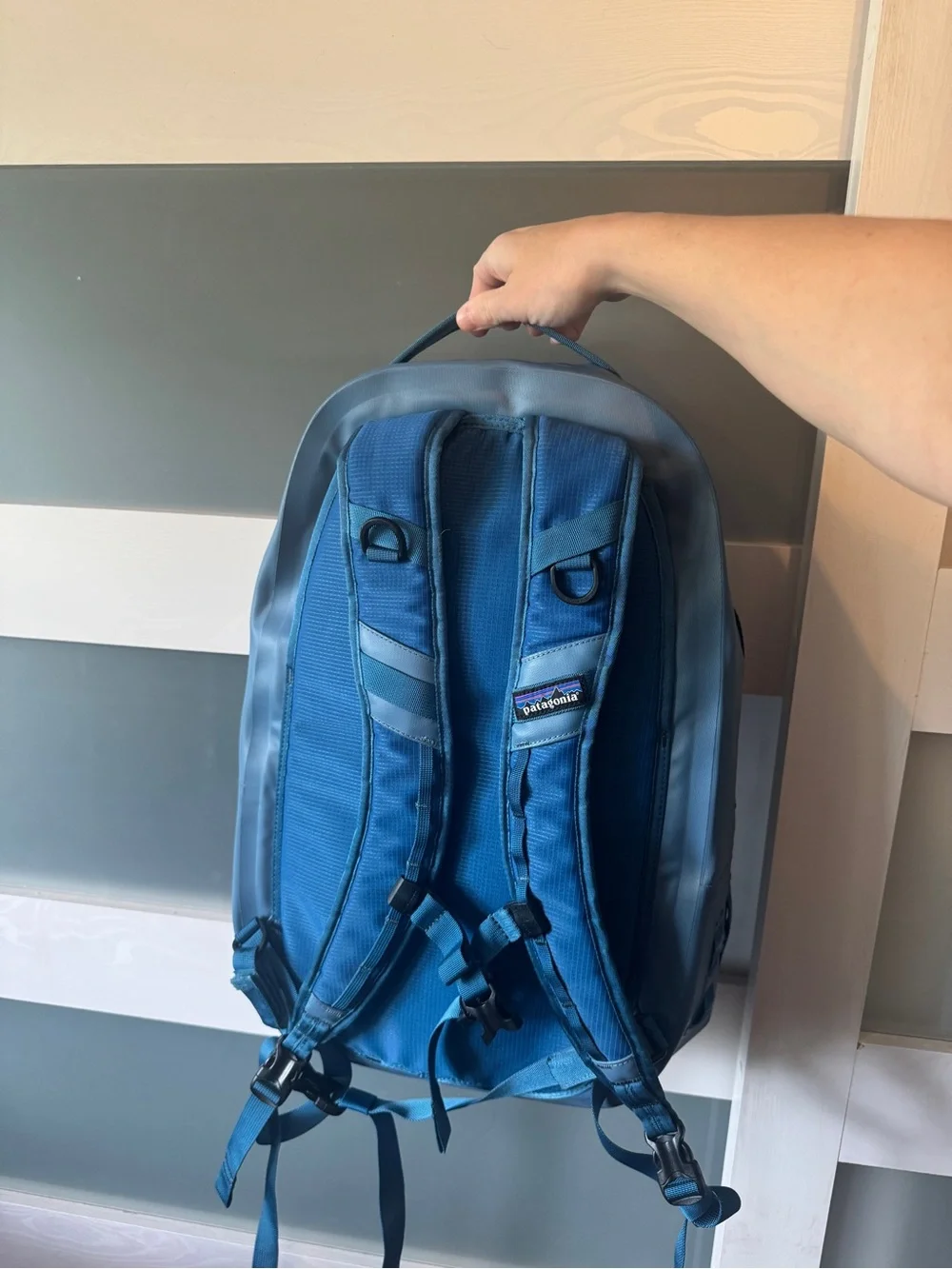 Patagonia Light Blue Men’s Backpack with Teal Accents
